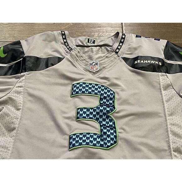 Nike Elite Mens Gray Authentic Russell Wilson #3 Seattle Seahawks Jersey Size 40 - Picture 7 of 10
